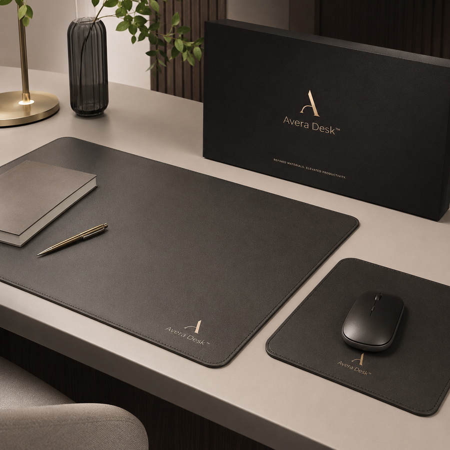 Avera Desk™ Leather Desk Mat & Mouse Pad Set